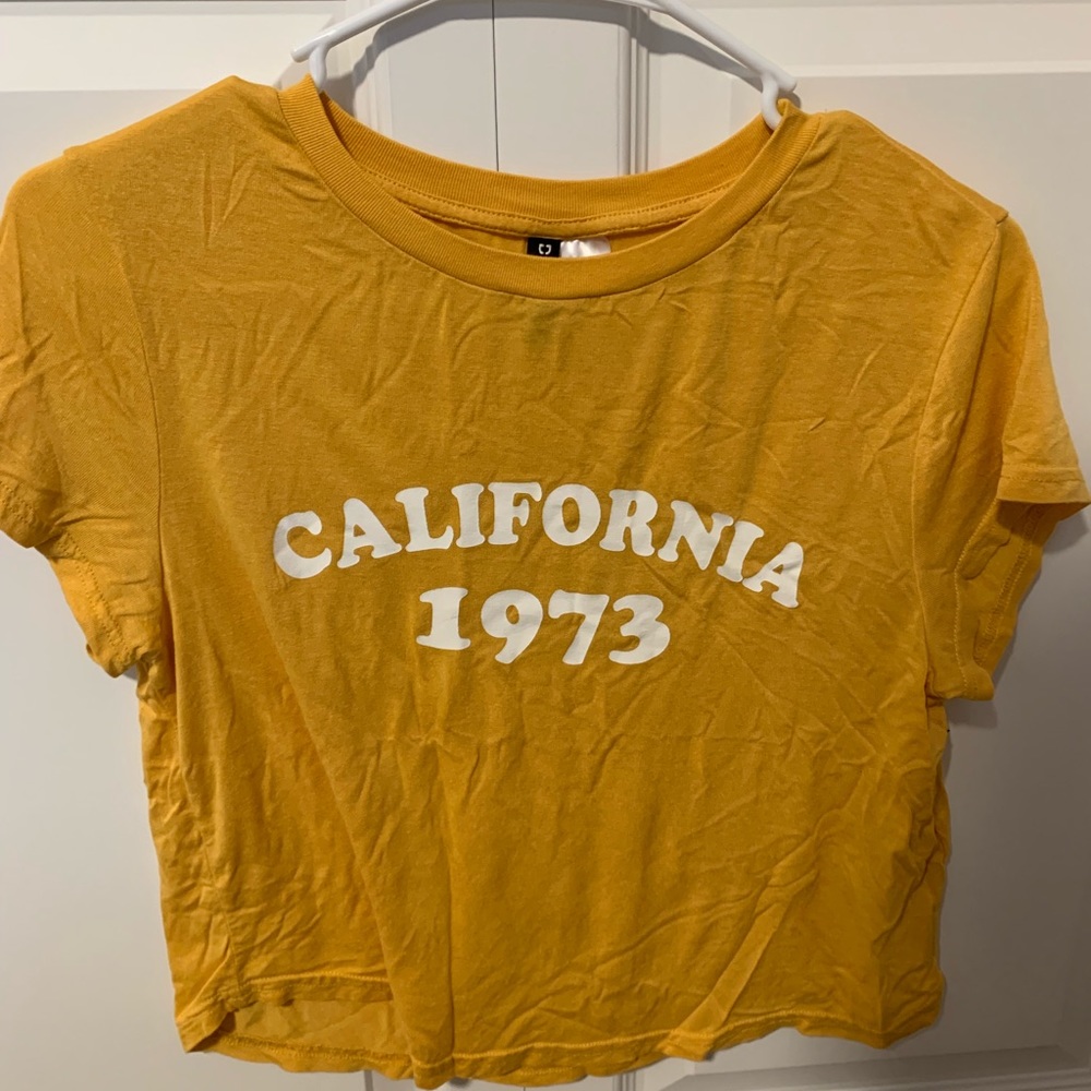 California yellow cropped tee